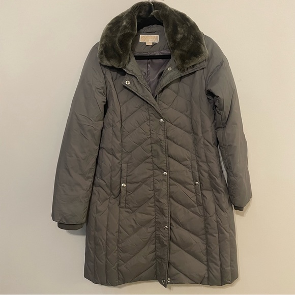 MICHAEL KORS Down Filled Quilted Puffer Parka Coat - Gray Size S - Picture 2 of 12